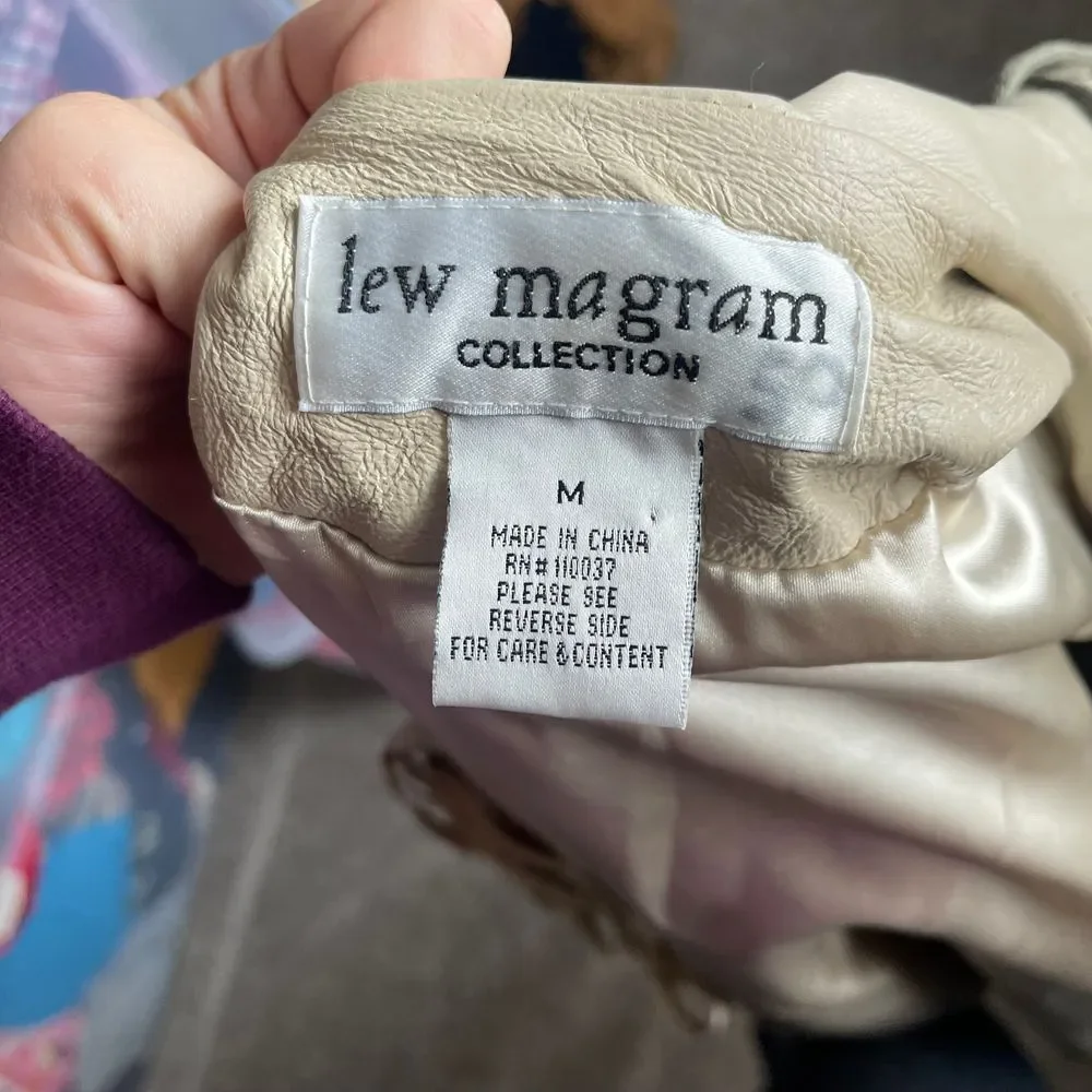 Vintage Lew Magram Collection White Fringe Western Pig Nappa Leather Jacket - Picture 3 of 12